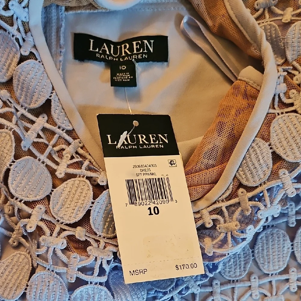 Ralph Lauren Light Blue Lace Mini Dress - Picture 4 of 5
